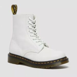 Dr. Martens 1460 8-Eye Soft White Leather Lace Up Boots